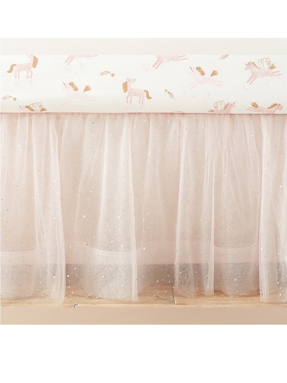 Pottery Barn Kids, like new Shimmer Tulle Crib Skirt Display READ